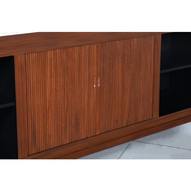 Wood Mid-Century Modern Walnut Tambour Door Credenza, 1960s For Sale - Image 7 of 14