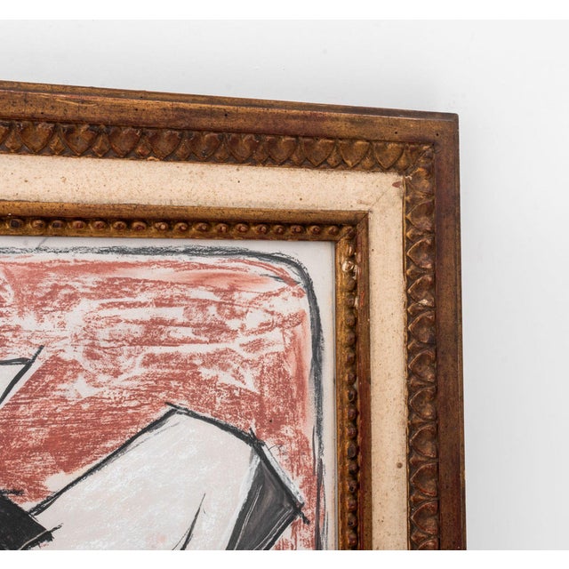 Brick Red Marino Marini Cavaliere Mixed Media on Paper, 1955 For Sale - Image 8 of 9