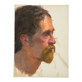 Vintage Realist Portrait of Man With Beard, Framed (C. 1970, Oil on Canvas Paper) For Sale