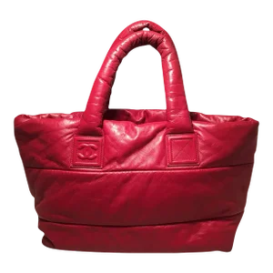 Chanel Red and Navy Puffy Leather Cocoon Tote Bag