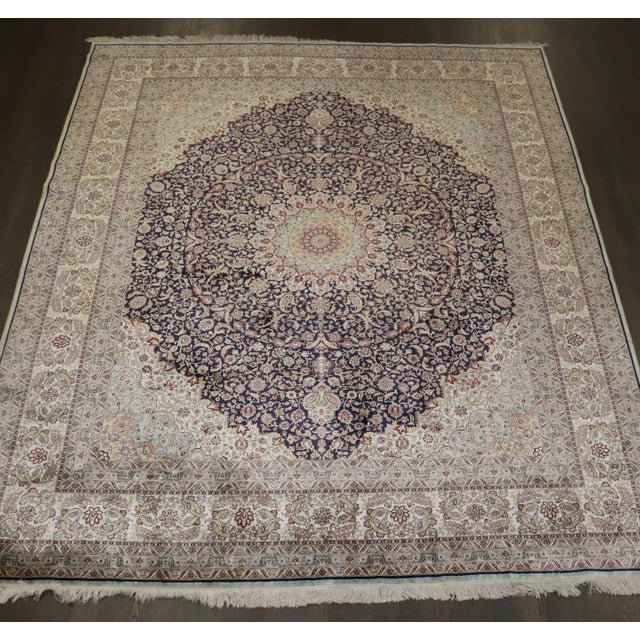 a superfine all silk late 20th Century Turkish Herekeh Rug