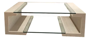 Manila Coffee Table in Italian Travertine Marble and Glass by Joaquín Moll