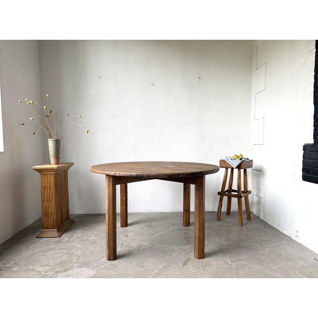 Brutalist Round Table in Oak, 1950s For Sale - Image 6 of 18