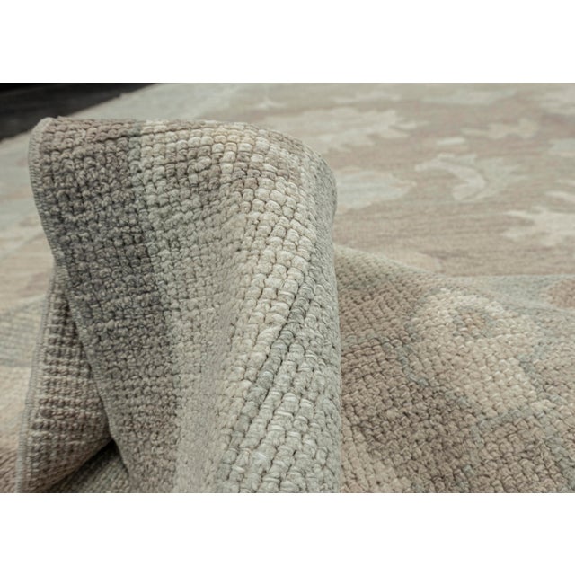 Textile Turkish Oushak Rug Taupe and Sage Green Handwoven Wool Rug 10'8" X 14'2" For Sale - Image 7 of 10