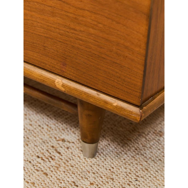 Mid 20th Century Six Drawer Walnut Dresser With Curved Metal Drawer Pulls For Sale - Image 12 of 12