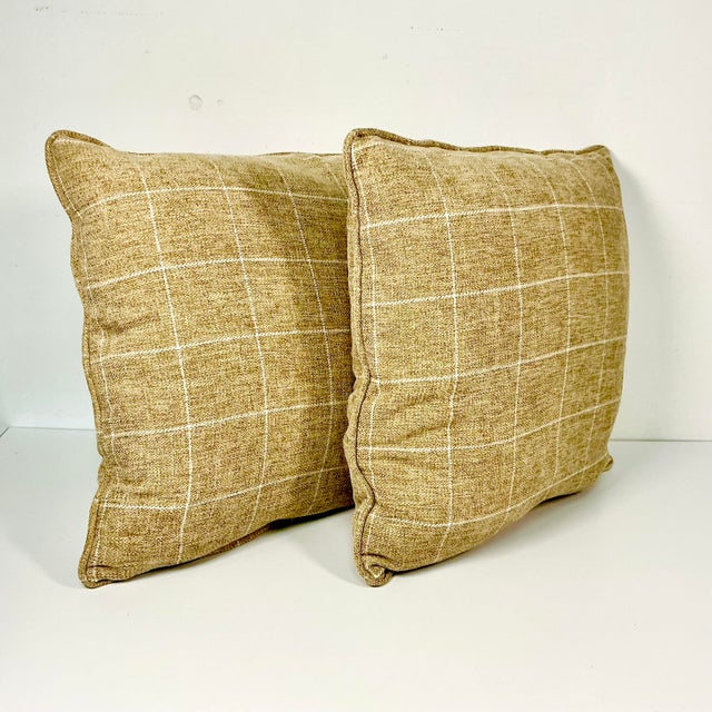 Early 21st C Americana Contemporary Tweed Window Pane Decorative Pillows - Set of 2 For Sale - Image 10 of 11
