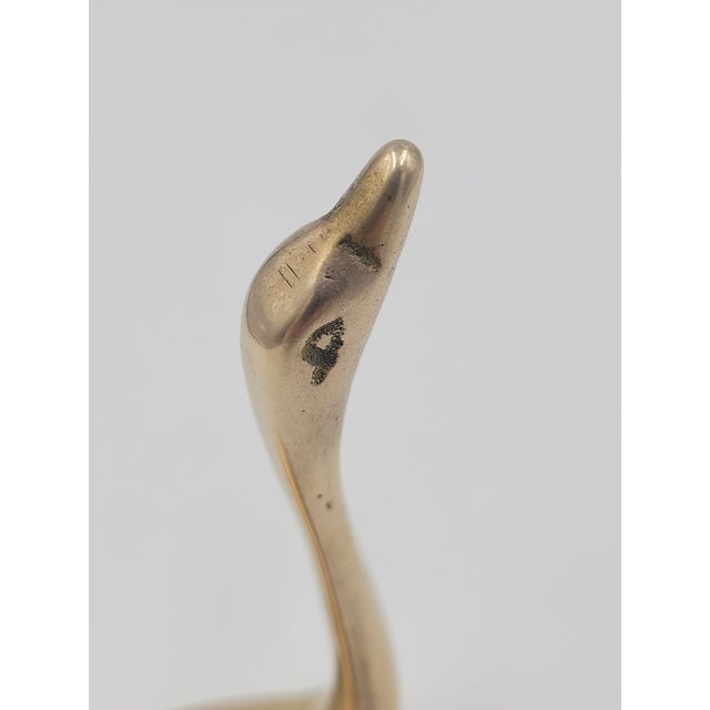 Mid 20th Century Solid Brass Swan Figurine For Sale - Image 9 of 11