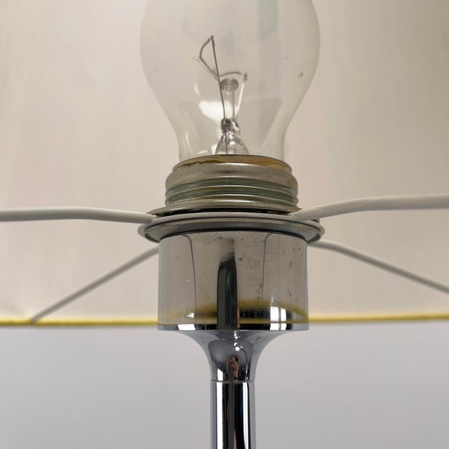 Silver Minimalist Floor Lamp with Yellow Shade in Dupioni Silk by Florian Schulz, Germany, 1970s For Sale - Image 8 of 13