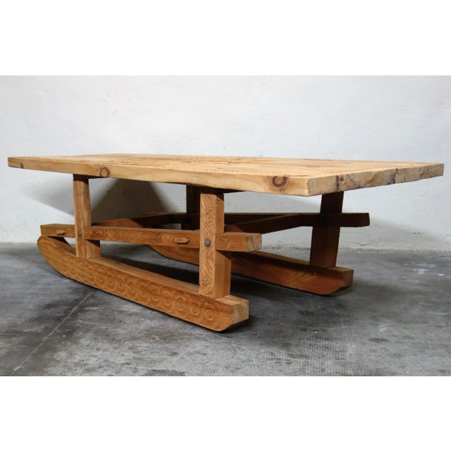 Large Folk Art Sculpted Sled Coffee Table, France, 19th Century For Sale - Image 4 of 15