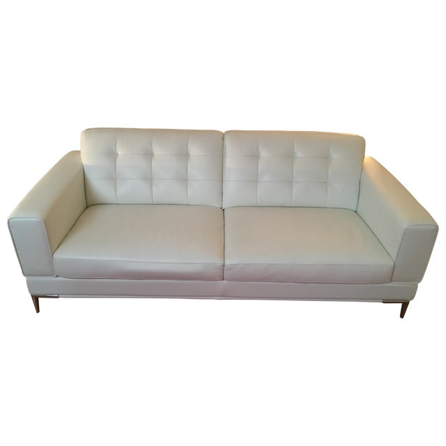 Modani Bristol White Leather Couch Chairish