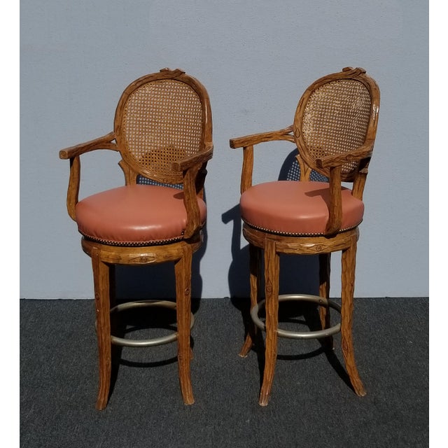 Pair Vintage French Country Orange Coral Leather Cane ... (640 x 640 Pixel)