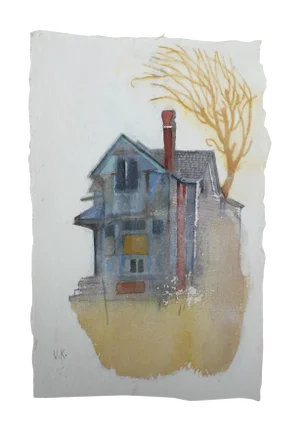 "Gray House" Original Watercolor Painting