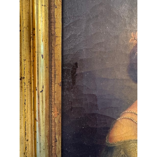Gold 19th Century Portrait of Victorian Lady – Oil on Canvas in Gilt Frame For Sale - Image 8 of 12