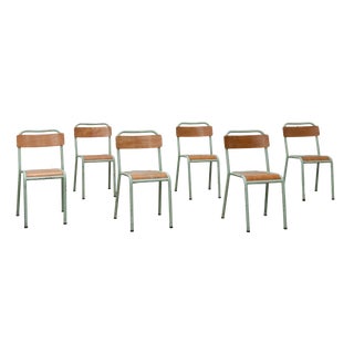 Turquoise Mobiltube School Chairs, 1950s, Set of 6 For Sale