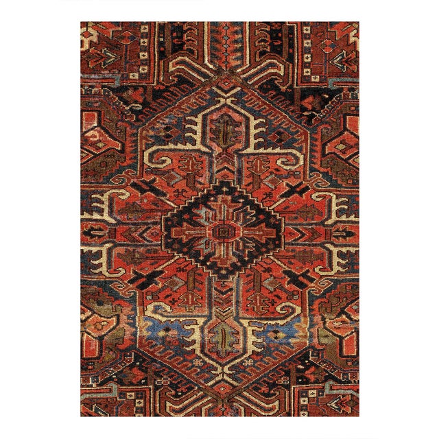 Beautiful Antique Room Size Heriz Rug, This geometric medallion Heriz rug is a bold and classically elegant example. Its...