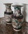 Pair of Chinese porcelain vases of Nankin, with beige cracked background with polychrome enamelled decor. Each vase has a...