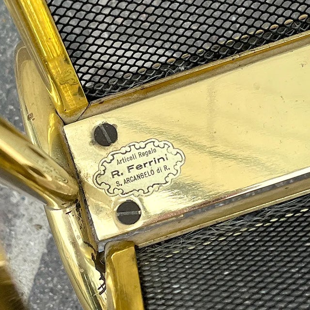 Gilded Iron Magazine Rack with Net, Italy, 1960s For Sale - Image 9 of 11