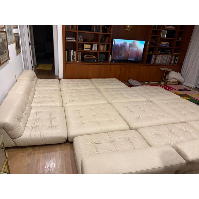 1970s 1970s Roche Bobois Mah Jong Sofa First Edition Leather 14 Pieces For Sale - Image 5 of 8