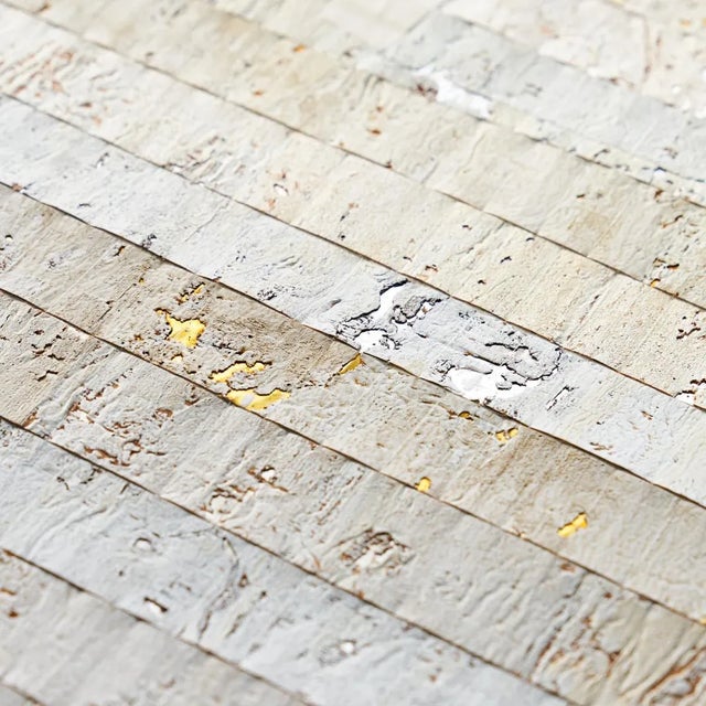 Schumacher Sample - Schumacher Cork Stripe Wallpaper in White For Sale - Image 4 of 6