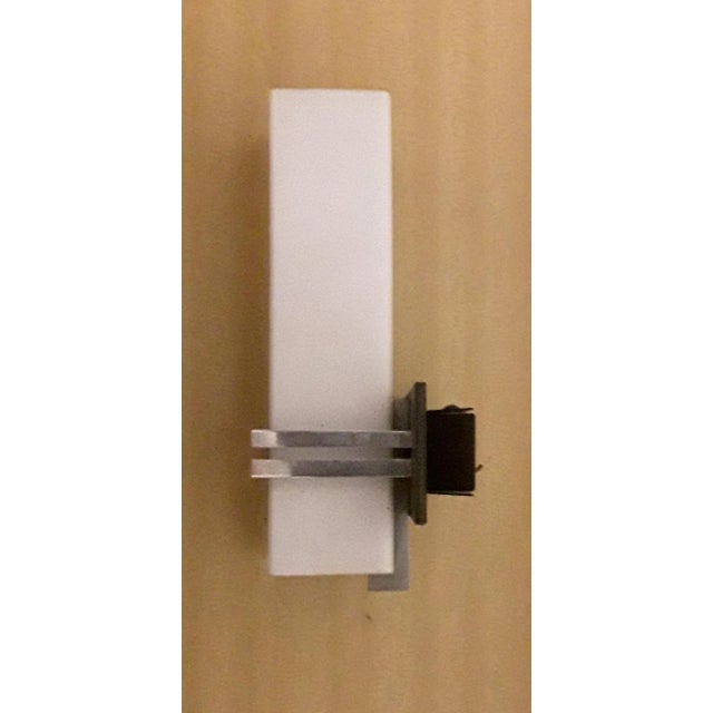 1960s Vintage Square Sconce with Teak Veneered Mounting, Chromed Steel Tube & Glass Shade, 1960s For Sale - Image 5 of 6