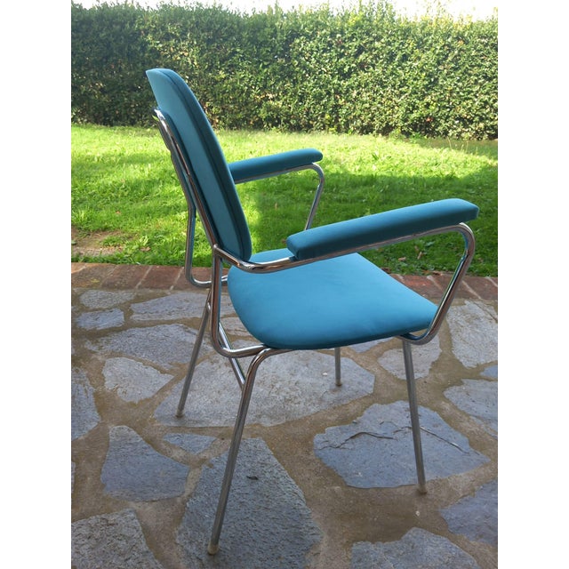 Steel Dining Chairs with Armrests, Padded Alcantara Seats and Backs, 1960s, Set of 10 For Sale - Image 18 of 18