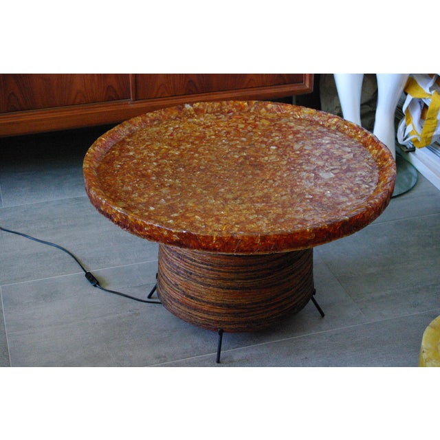 Attractive illuminated fractal resin coffee table from the 1970s by Accolay in good condition I have official proof of...