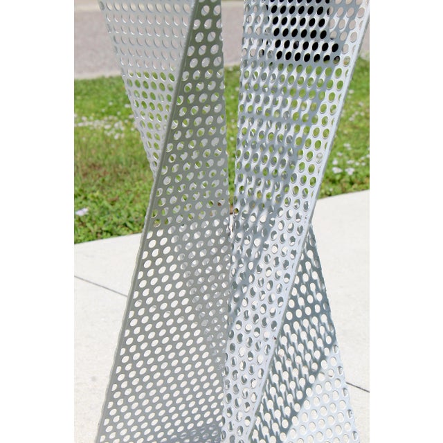 Vintage 1960s Mathieu Matégot Style Sculptural Perforated Metal Pedestals – Pair of Mid-Century Modern Plinths For Sale - Image 13 of 16