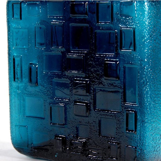 Blue Brutalist Blue Glass Bottle from Empoli, 1960s For Sale - Image 8 of 11