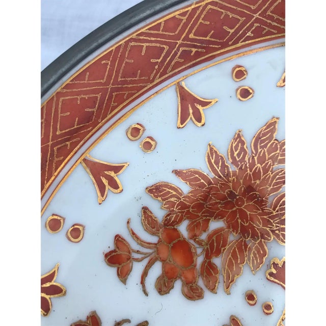 Late 20th Century Vintage Imari Style Pewter Encased Bowl With Stand For Sale - Image 5 of 7