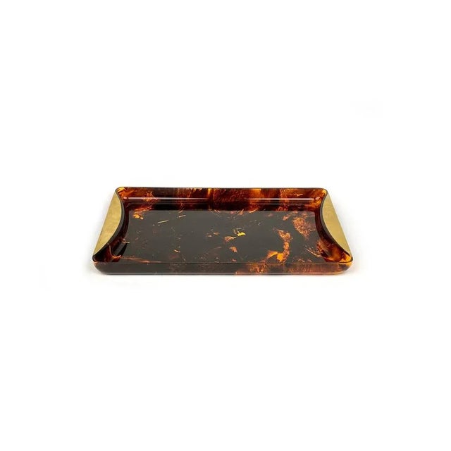 Mid-Century Italian Faux Tortoiseshell Serving Tray by Guzzini, 1970s For Sale - Image 10 of 13