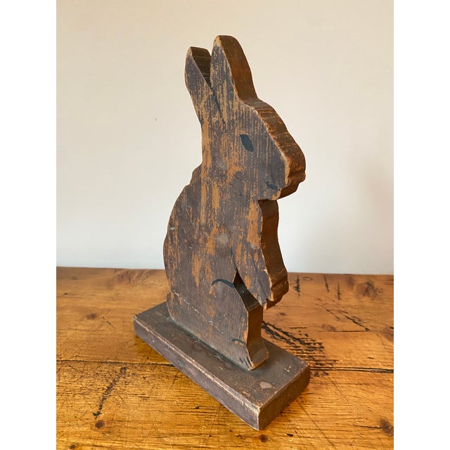 Vintage Folk Art Wood Bunny Rabbit, Handmade For Sale - Image 4 of 7