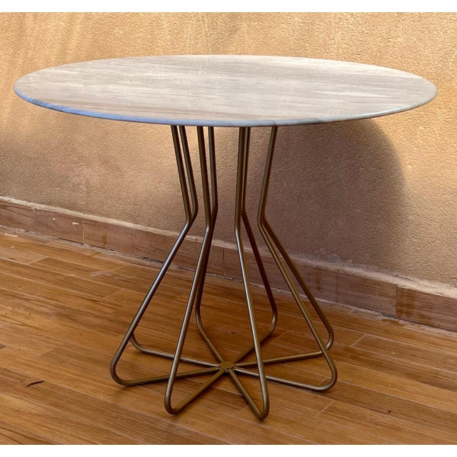 New Metal Fleur Side Table with White Marble Top, Indoor and Outdoor For Sale - Image 16 of 18