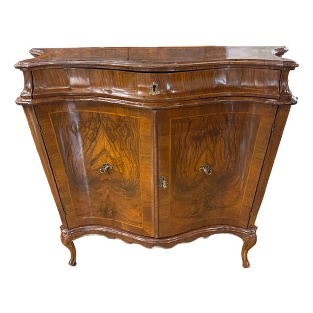 19th Century Italian Black Walnut Shaped Front Cabinet For Sale