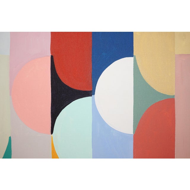 2020s 2026, Vivid Art Deco Slides, Colorful Bauhaus Grid Patterns, Original Painting on Canvas by Natalia Roman For Sale - Image 5 of 8