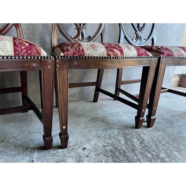 Late 20th Century Set of 8 Late 20th Century Carved Mahogany Hepplewhite Chairs in Need of Restoration For Sale - Image 5 of 12