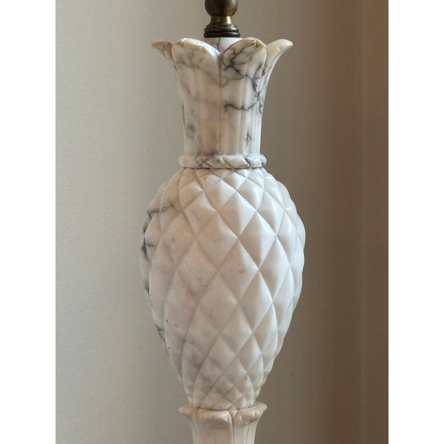 1950s Hand Carved Italian Alabaster Table Lamps W/ Sculptural Pineapple Motif -- A Pair For Sale In Baltimore - Image 6 of 18