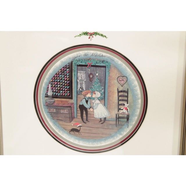 Pat Buckley Moss 'Under the Mistletoe' Offset Lithograph For Sale In Philadelphia - Image 6 of 12