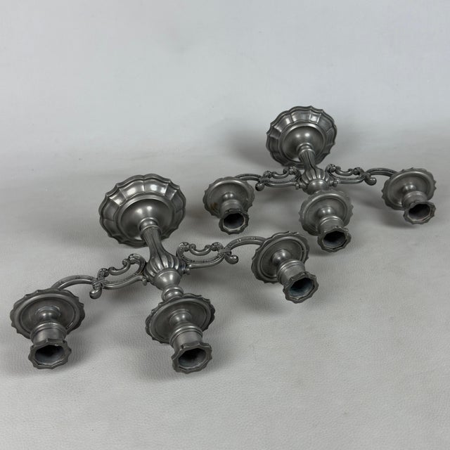 Vintage Three-Layer Pewter Candlesticks, 1960s, Set of 2 For Sale - Image 4 of 11