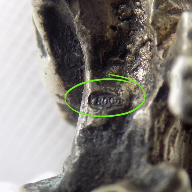 Metal Vintage Italian Handmade Silver Triceratops Dinosaur Figurine, 1960s For Sale - Image 7 of 12