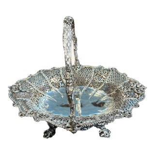 Rococo Pierce-Work Sterling Silver Handled Basket by Samuel Hebert & Co., London, 1760 For Sale