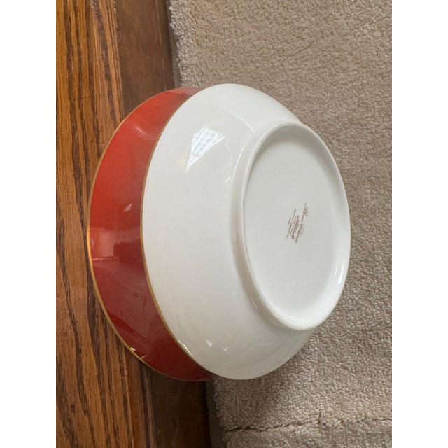 Mikasa bone China round serving bowl with Mikasa Egyptian Terracotta pattern. This pattern features a white center, a...