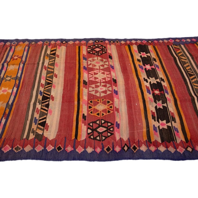 1960s 1960s Vintage Turkish Kilim Multicolor Handmade Tribal Wool Rug For Sale - Image 5 of 8