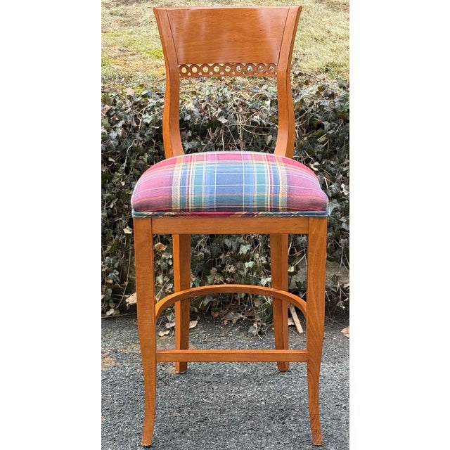 Beautiful set of 6 barstools in Biedermeier style. Quality solid hardwood crafted , this barstool exudes sophistication...