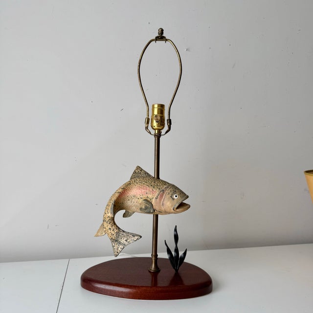 1970s Rainbow Trout Fish Table Lamp For Sale - Image 9 of 12