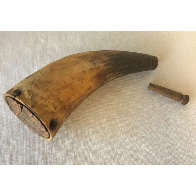 Early 19th Century Gun Powder Horn With Original Carved Pin For Sale - Image 10 of 12