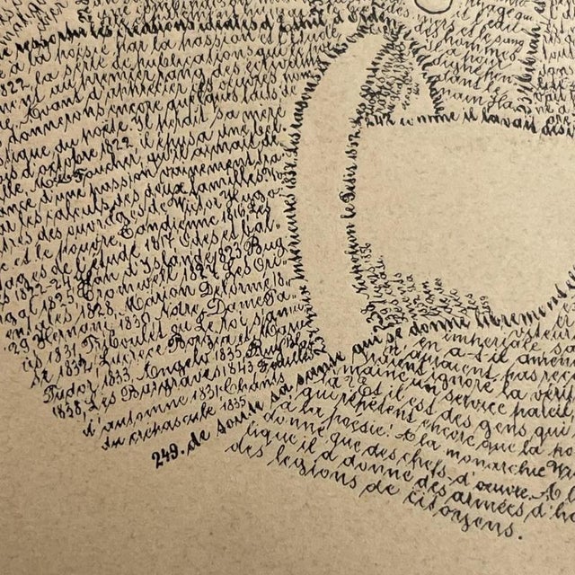 Paper Victor Hugo Calligram Portrait Lithograph Poster after M. Gaillard, Late 19th Century For Sale - Image 7 of 9