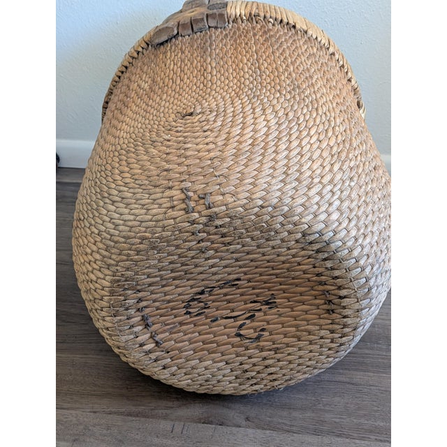 1920s Antique Chinese Rice Gathering Basket With Handle For Sale - Image 5 of 6