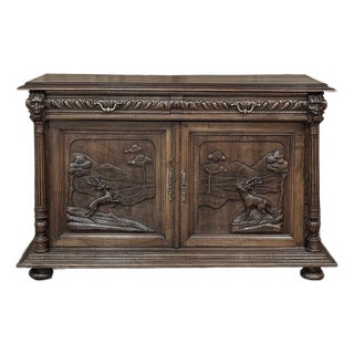 19th Century French Walnut Hunt Buffet ~ Credenza For Sale