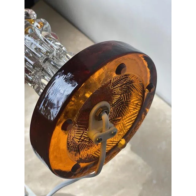 Brown Stacked Crystal Lamp Attributed to Orrefors, 1960s For Sale - Image 8 of 9