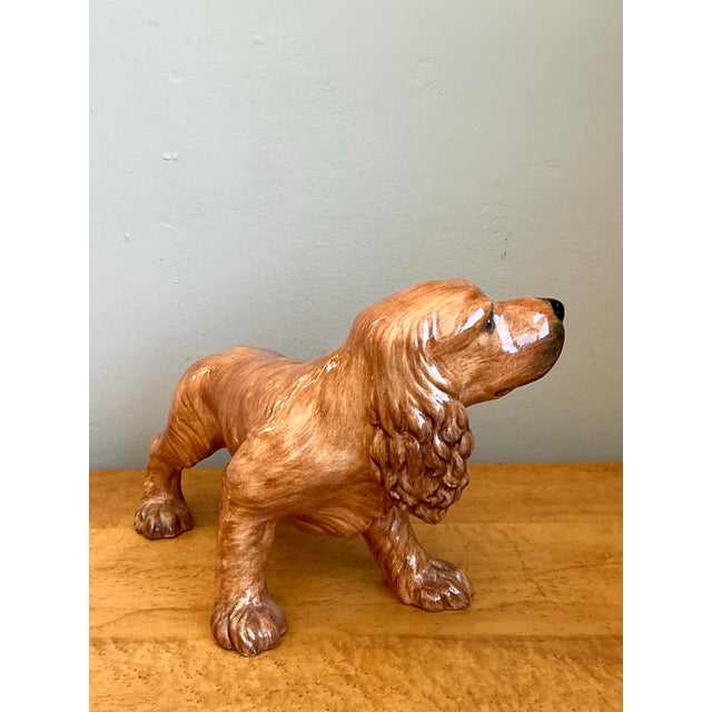 Vintage Italian Glazed Ceramic Spaniel For Sale In West Palm - Image 6 of 12